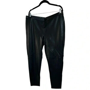Chico's Womens 3 (16) Black Juliet Faux Leather Front Slim Leg Ankle Pants 0039